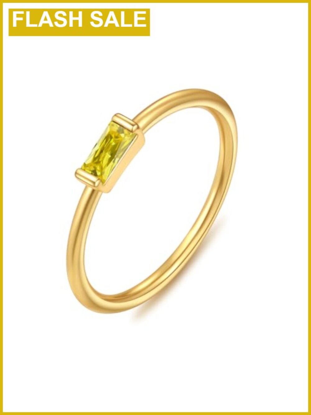 Dainty 14k Gold Plated Birthstone Ring for Women Non Tarnish Stackable